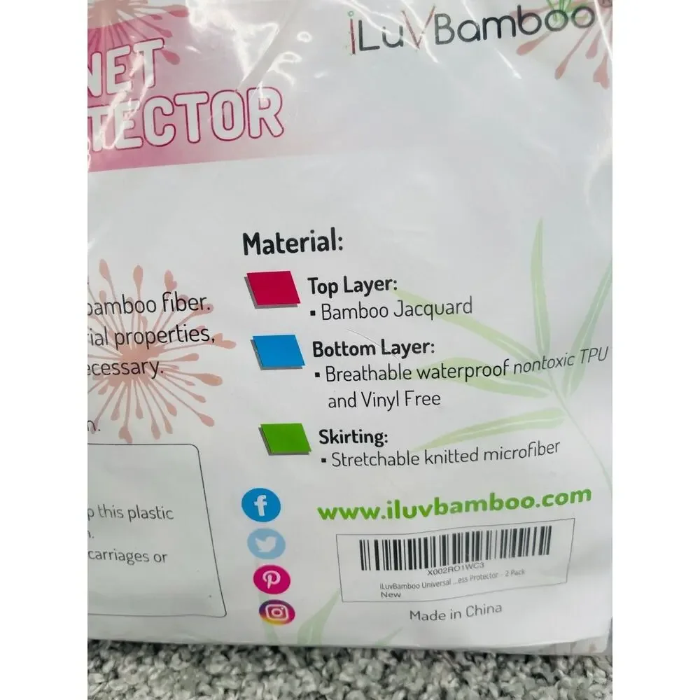 iLuVBamboo Mattrese Protector Cover Bamboo Bassinet Waterproof 33 x 17